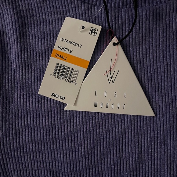 NWT LOST + WANDER Women's T-Shirt Mock Neck Rib-Knit Tee (Color : Mauve Purple - Picture 5 of 5